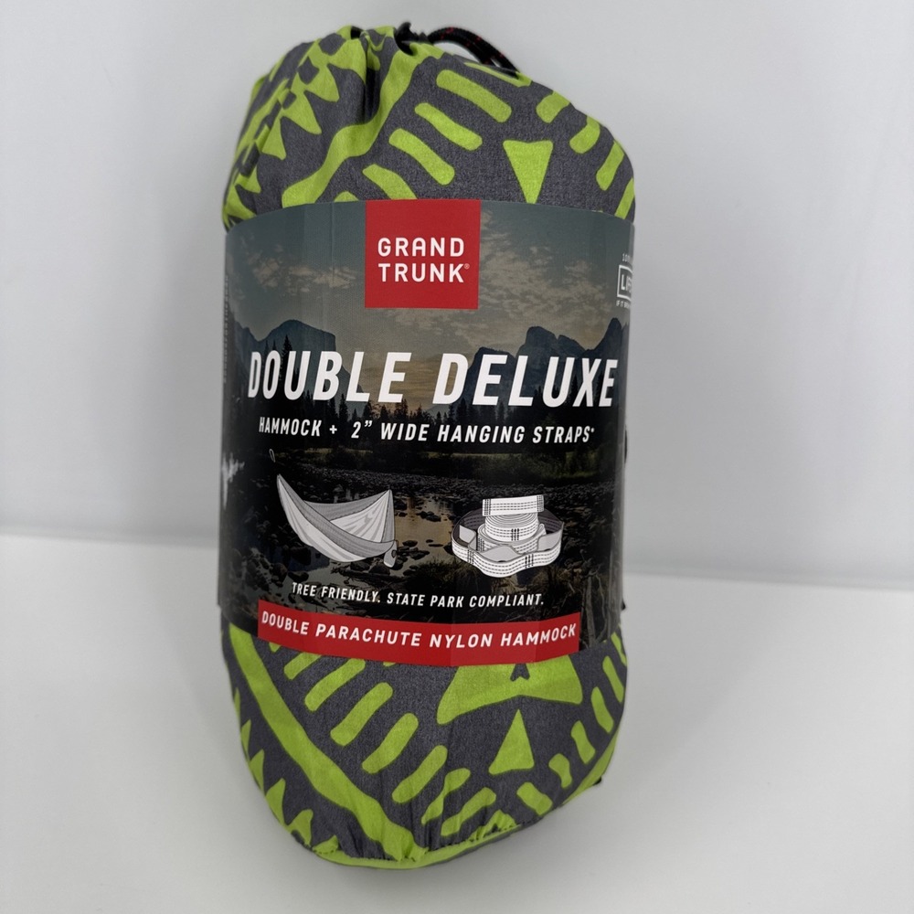 Grand Trunk Double Deluxe Mamba 2 Person Hammock‎ NEW Green Gray Hiking Camping